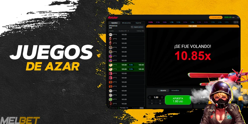 Varios juegos de azar en la web de MelBet Colombia