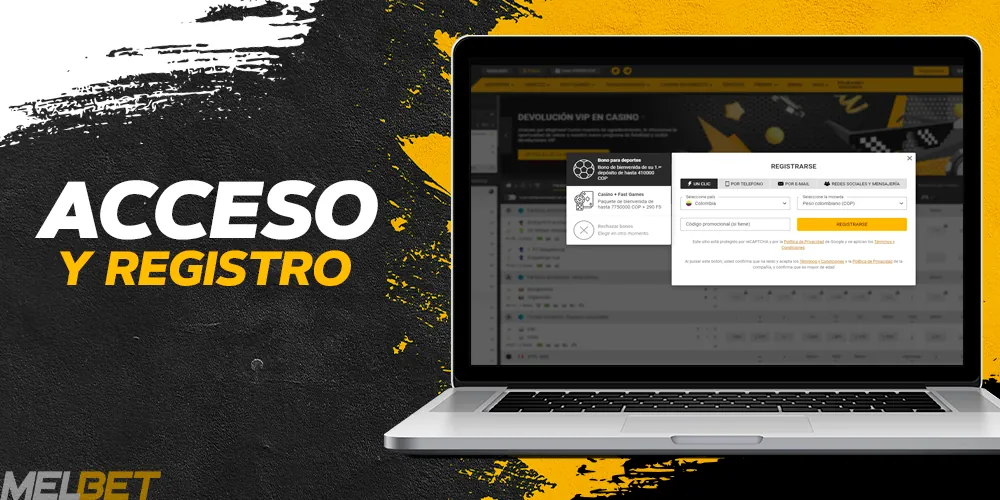 Registro e inicio de sesión en su cuenta personal en el sitio web de MelBet Colombia